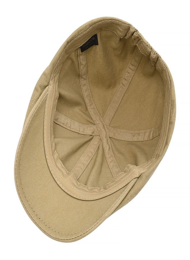 VOBOOM Cotton Flat Cabbie Hat Gatsby Ivy Irish Hunting Newsboy Cap (Khaki) - Image 5